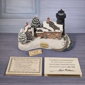 Harbour Lights Old Field Point Lighthouse Christmas COA